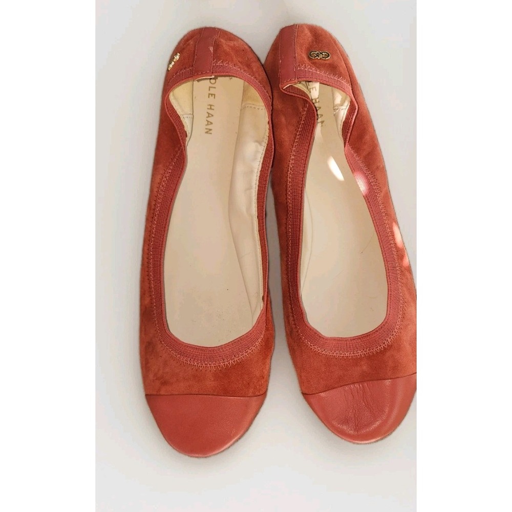 Cole Haan Red Brick Burndt Elbridge 2 Leather Stretch Ballet Flats Size 11 B